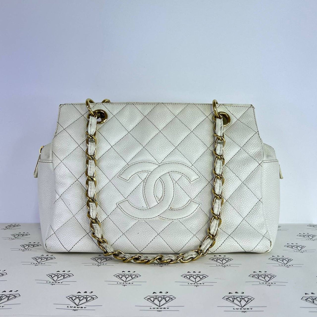 [PRE LOVED] Chanel Petite Timeless Tote (PTT) in White Caviar Leather GHW (Series 7)