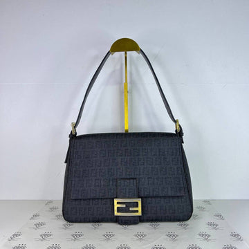 [PRE LOVED] Fendi Mamma Baguette in Black Coated Canvass GHW