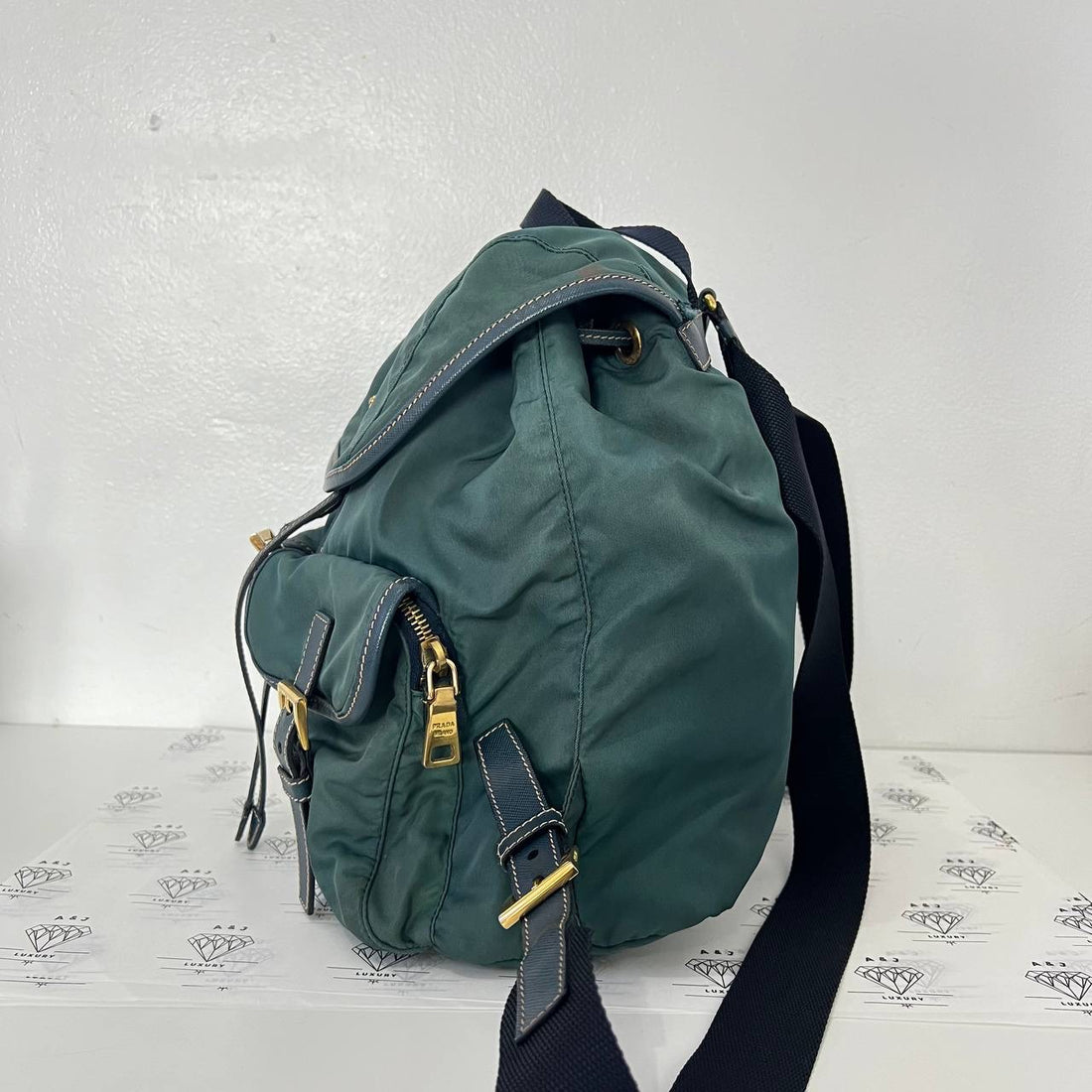 [PRE LOVED] Prada Double Pocket Backpack in Green Tessuto GHW