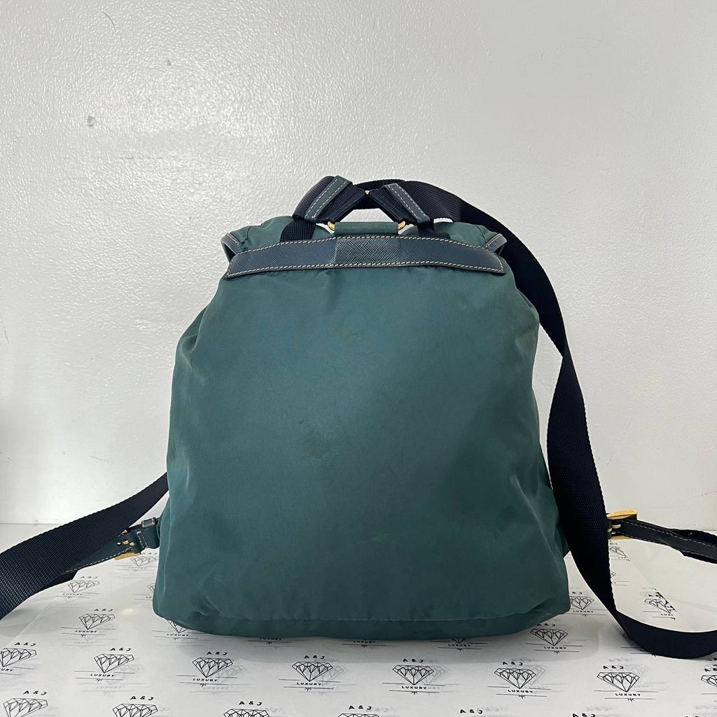 [PRE LOVED] Prada Double Pocket Backpack in Green Tessuto GHW