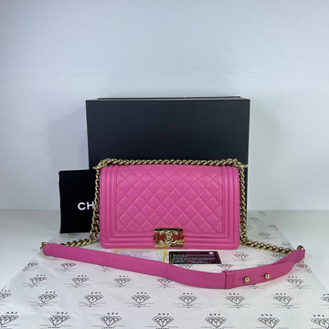 [PRE LOVED] Chanel Old Medium Leboy in Pink Lambskin Leather Light Gold HW (Series 26)