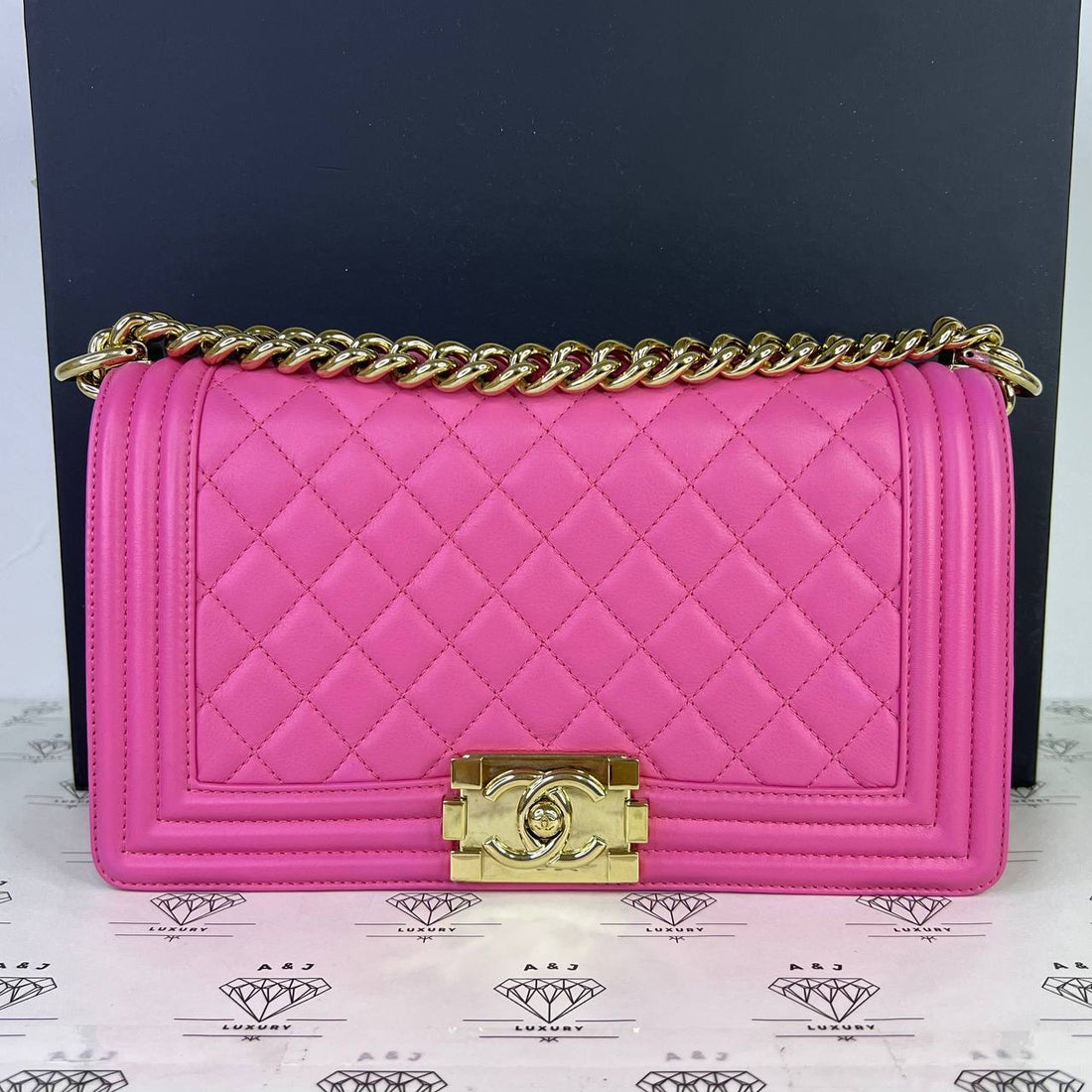 [PRE LOVED] Chanel Old Medium Leboy in Pink Lambskin Leather Light Gold HW (Series 26)