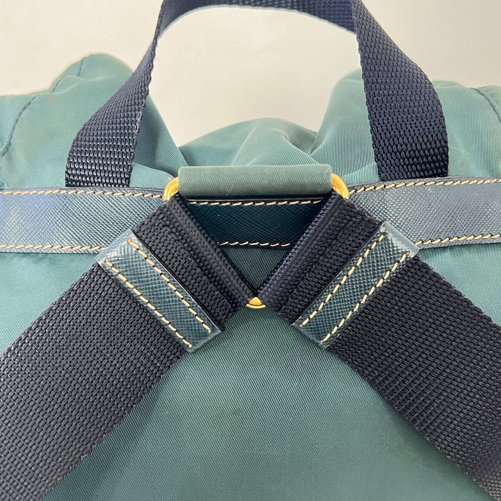 [PRE LOVED] Prada Double Pocket Backpack in Green Tessuto GHW