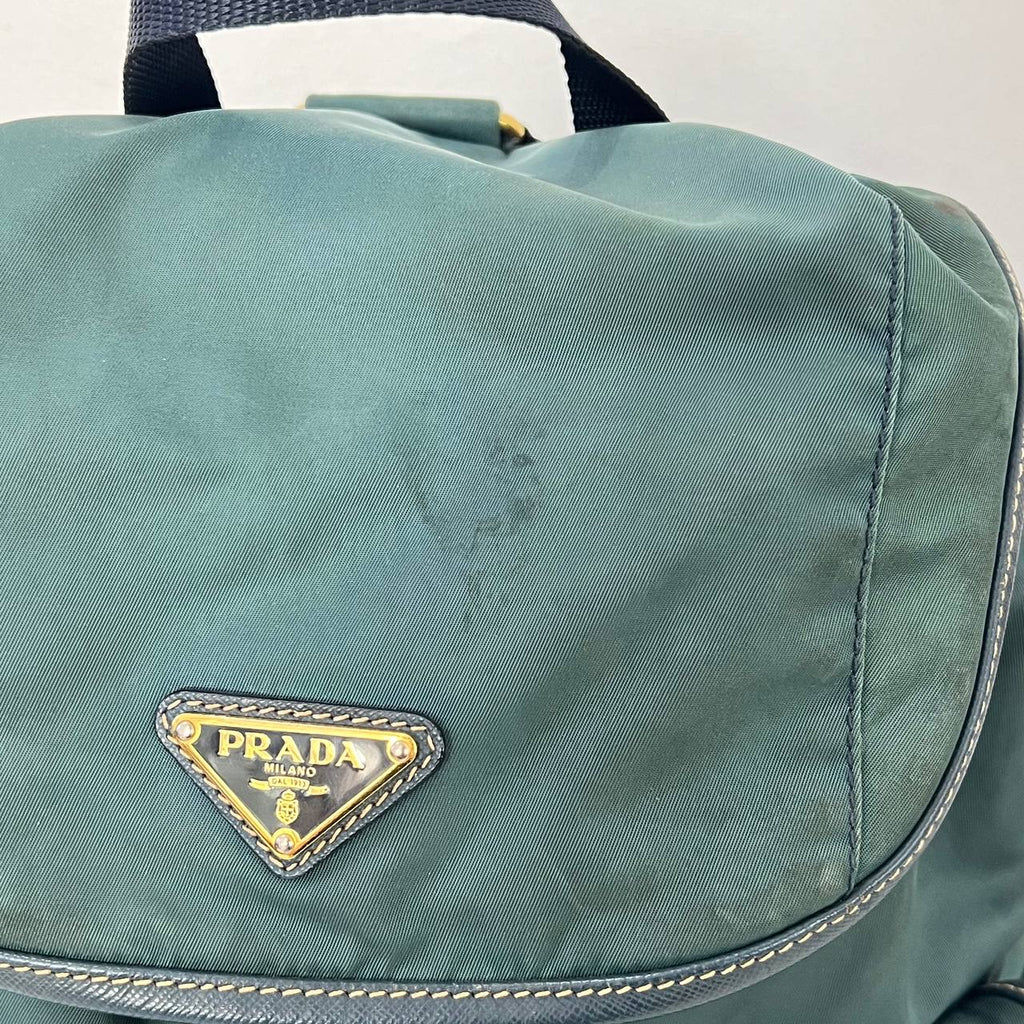 [PRE LOVED] Prada Double Pocket Backpack in Green Tessuto GHW