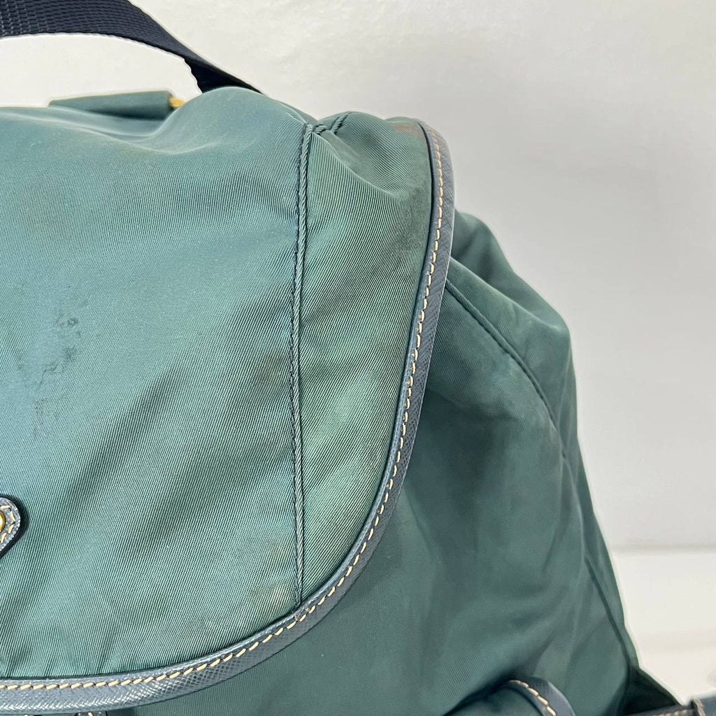 [PRE LOVED] Prada Double Pocket Backpack in Green Tessuto GHW