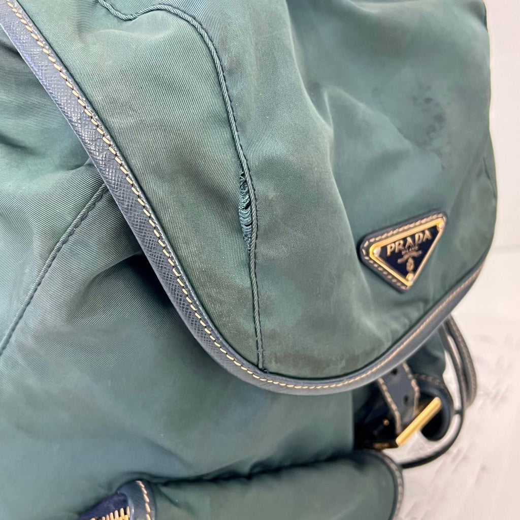 [PRE LOVED] Prada Double Pocket Backpack in Green Tessuto GHW