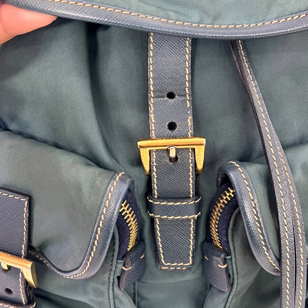 [PRE LOVED] Prada Double Pocket Backpack in Green Tessuto GHW