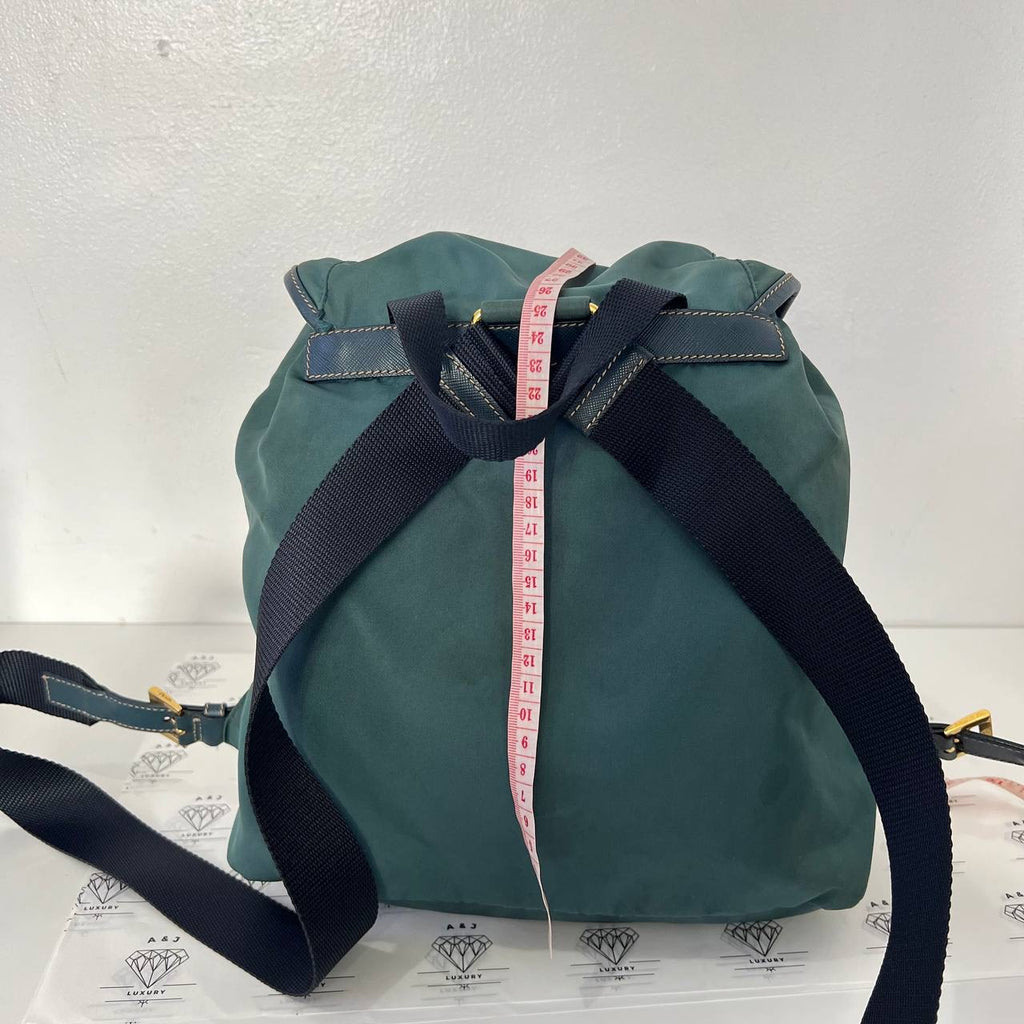 [PRE LOVED] Prada Double Pocket Backpack in Green Tessuto GHW