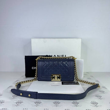 [PRE LOVED] Chanel Small Leboy in Blue Caviar Leather Light Gold HW (Series 29)