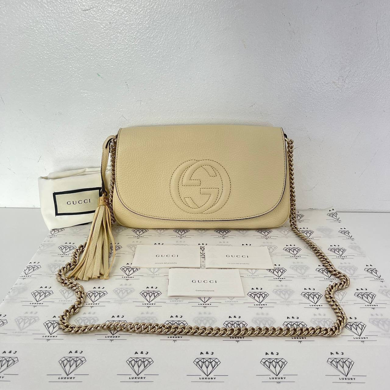 [PRE LOVED] Gucci Soho Chain Crossbody Bag in White GHW