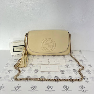 [PRE LOVED] Gucci Soho Chain Crossbody Bag in White GHW