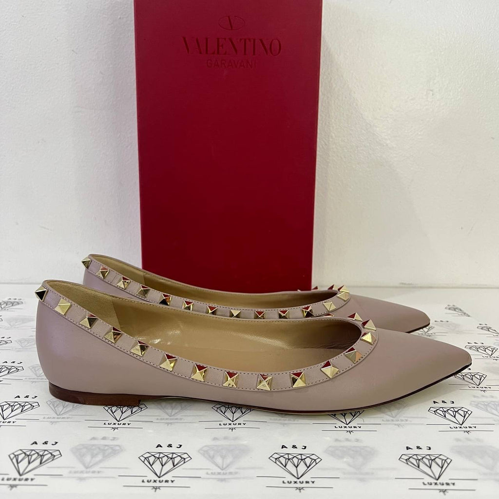 [PRE LOVED] Valentino Rockstud Ballerina Flats in Poudre Size 38.5EU