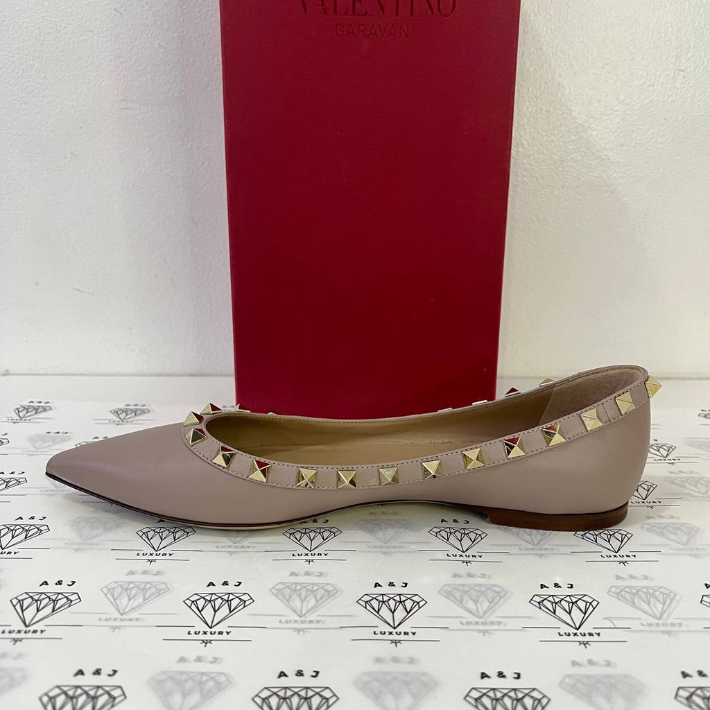 [PRE LOVED] Valentino Rockstud Ballerina Flats in Poudre Size 38.5EU