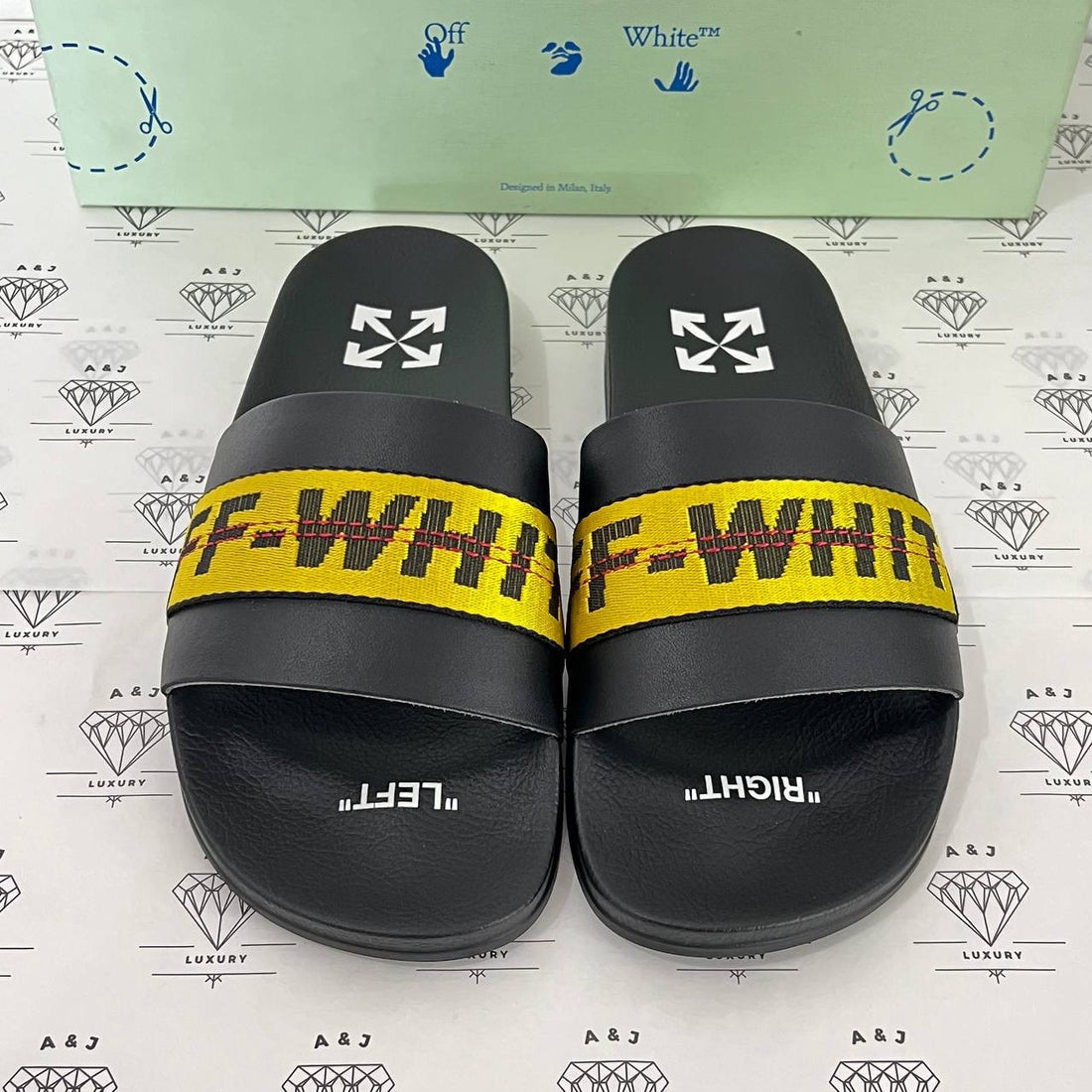 [PRE LOVED] Off-White Logo Slides in Black Size 40EU