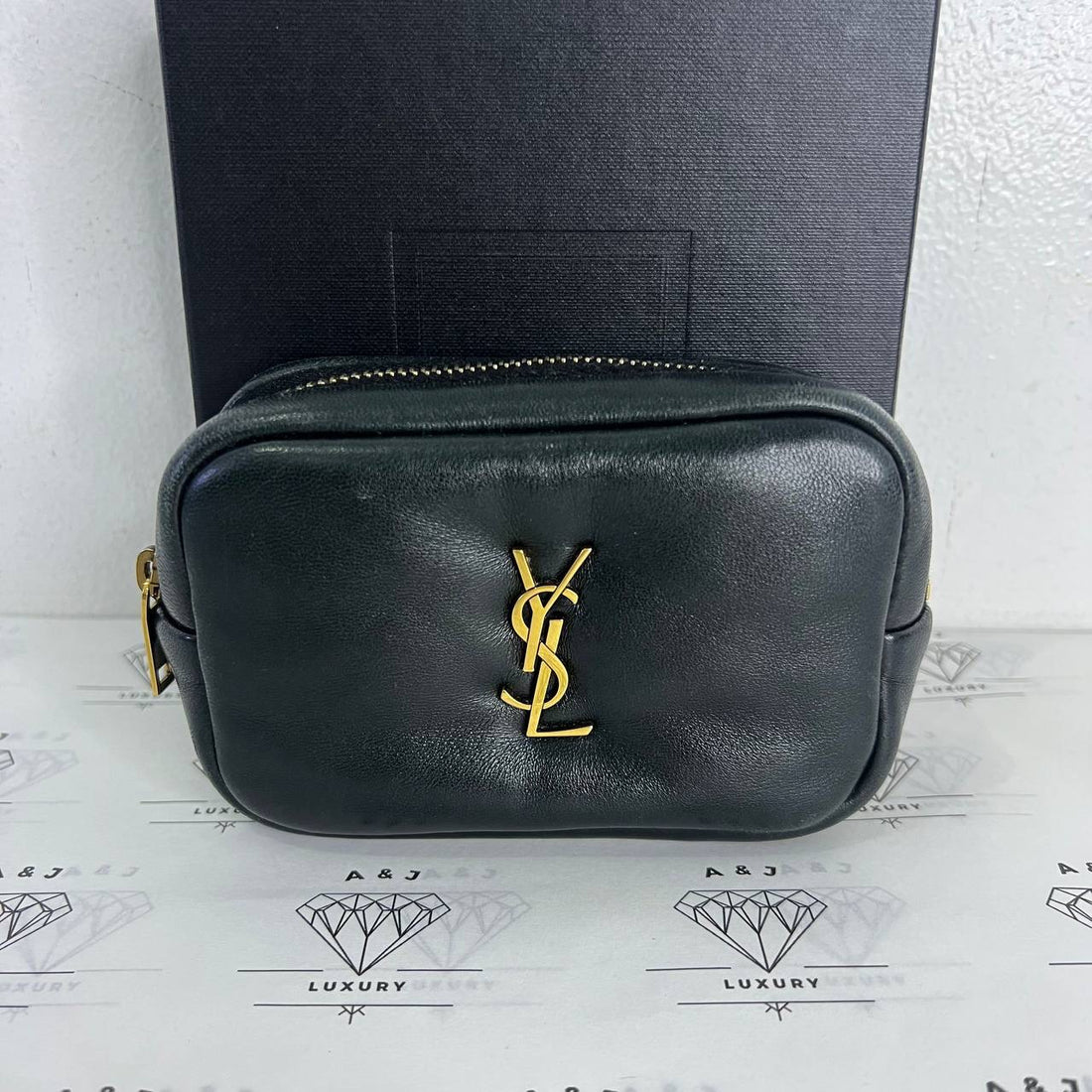[PRE LOVED] YSL Mini Cosmetic Pouch in Black GHW