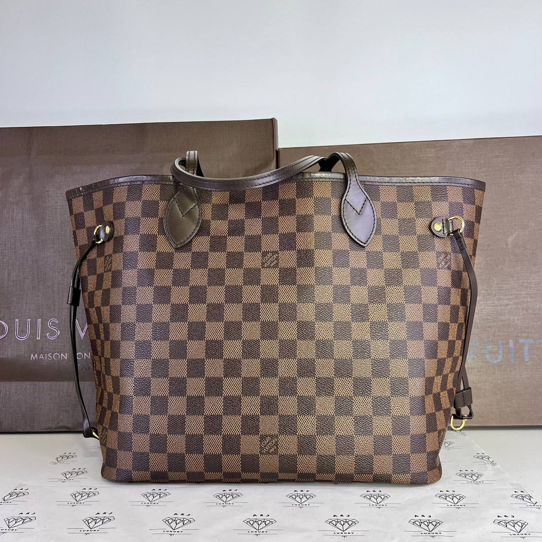 [PRE LOVED] Louis Vuitton Neverfull MM with Pouch in Damier Ebene Canvass (SF2175)