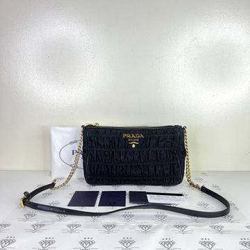 [PRE LOVED] Prada 1BH152 Gaufre Sling Bag in Black GHW