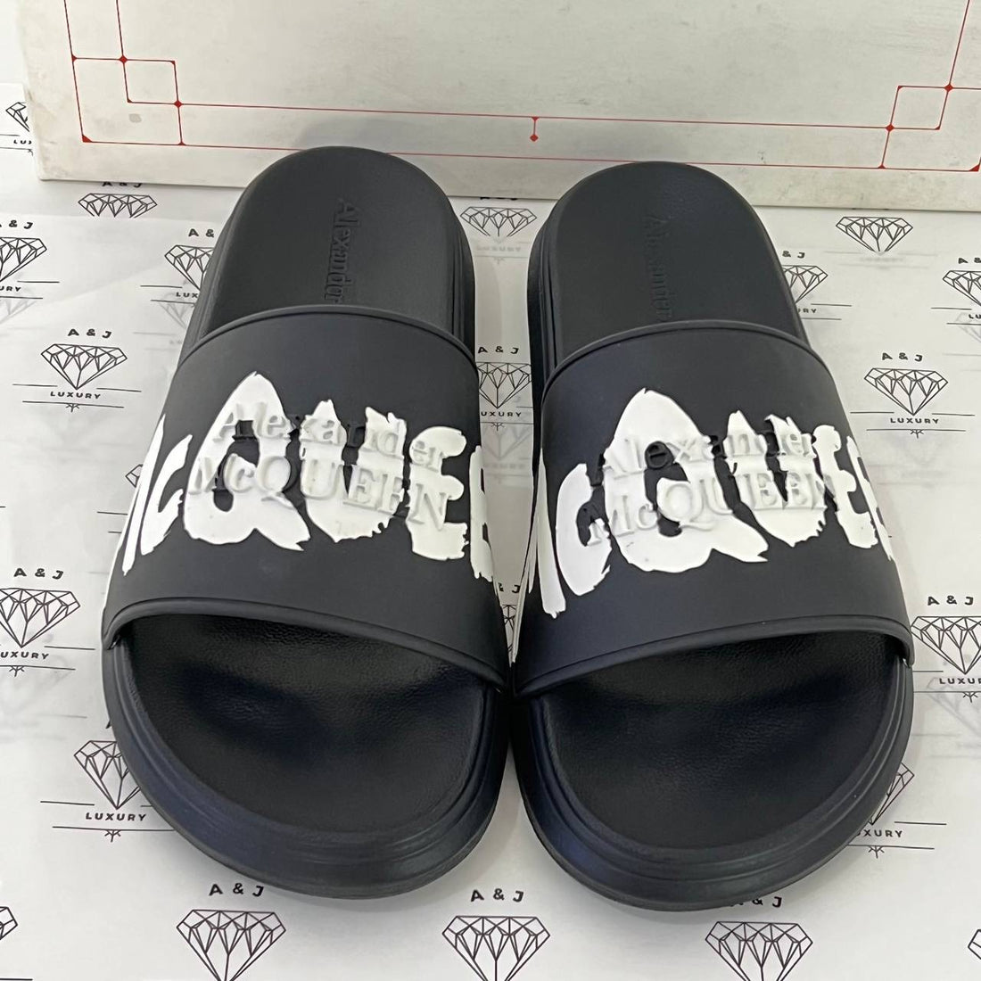 [PRE LOVED] Alexander Mcqueen Logo Slides in Black Size 39.5EU