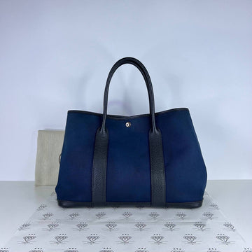 [PRE LOVED] Hermes Garden Party Tote (GPT) 36 in Blue/Black Canvass PHW (Stamp R Square - 2014)