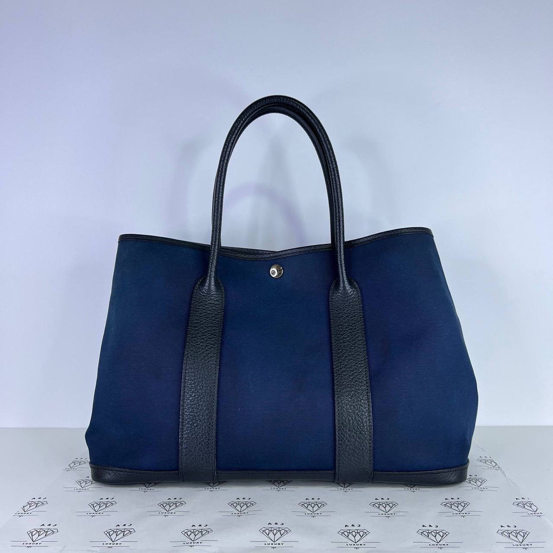[PRE LOVED] Hermes Garden Party Tote (GPT) 36 in Blue/Black Canvass PHW (Stamp R Square - 2014)