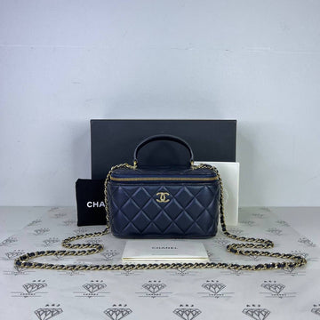 [PRE LOVED] Chanel Vanity Top Handle in Blue Lambskin Leather GHW (microchipped)
