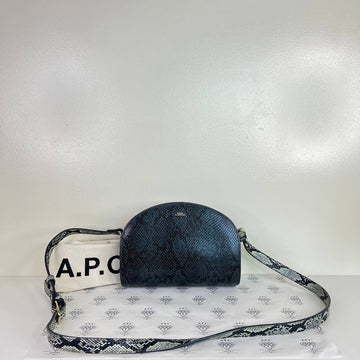 [PRE LOVED] A.P.C Demilune Crossbody Bag in Green Snakeskin GHW
