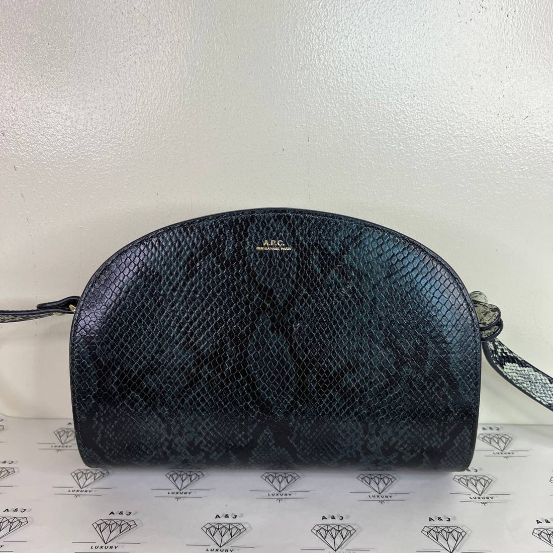 [PRE LOVED] A.P.C Demilune Crossbody Bag in Green Snakeskin GHW