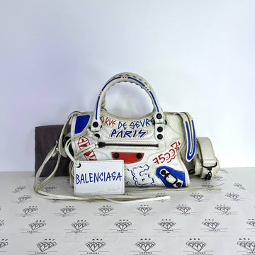 [PRE LOVED] Balenciaga Mini City Graffiti Classic in White