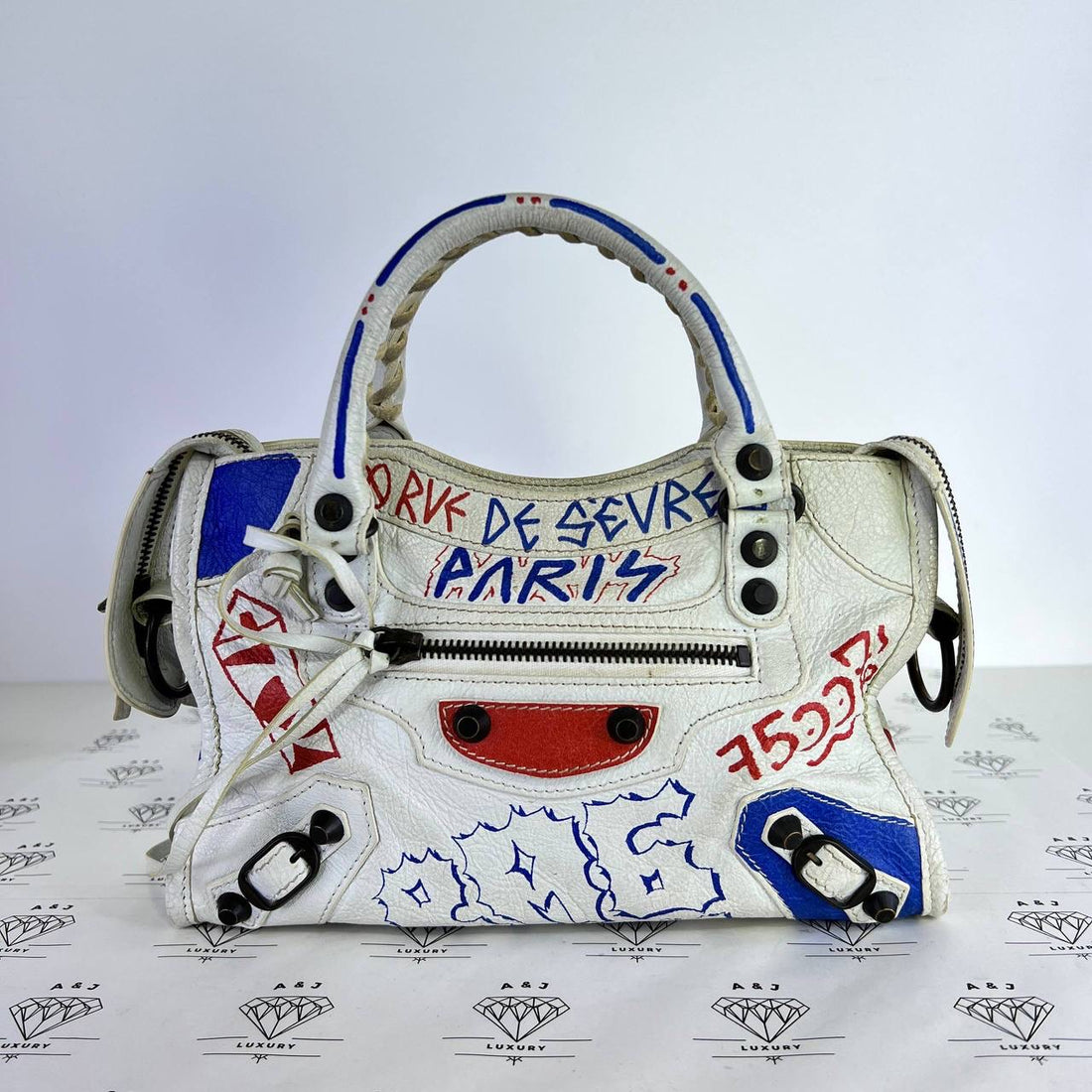 [PRE LOVED] Balenciaga Mini City Graffiti Classic in White