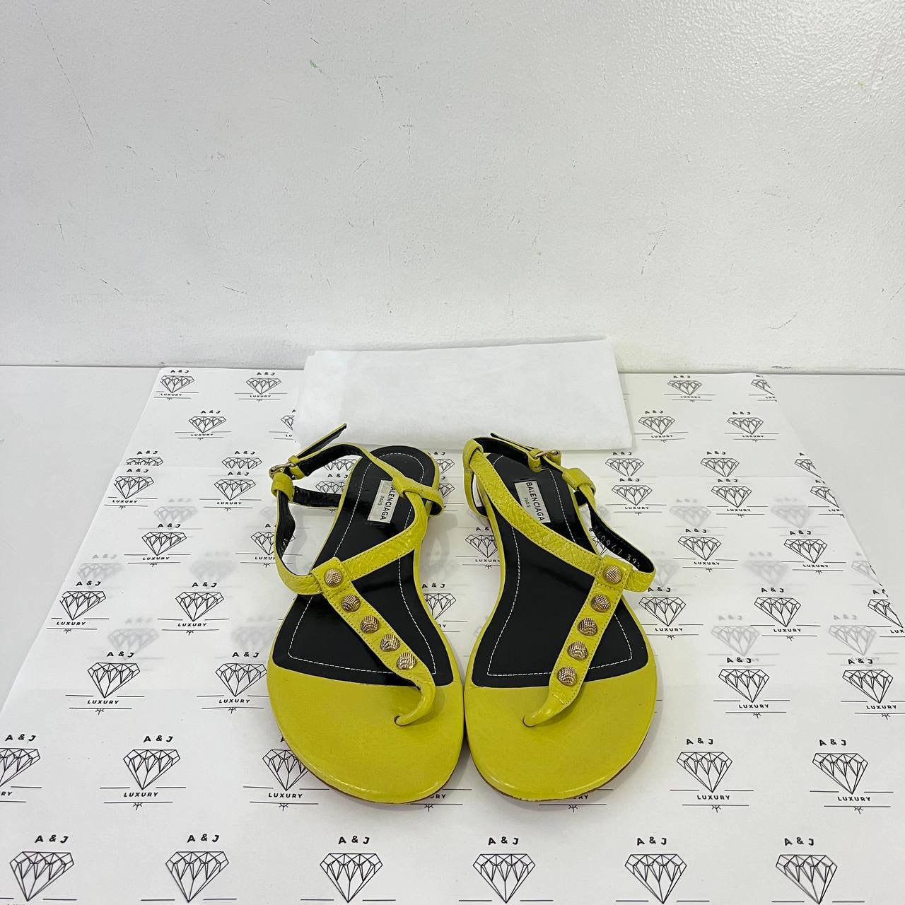 [PRE LOVED] Balenciaga Studded Thong Flats in Yellow Size 39.5EU