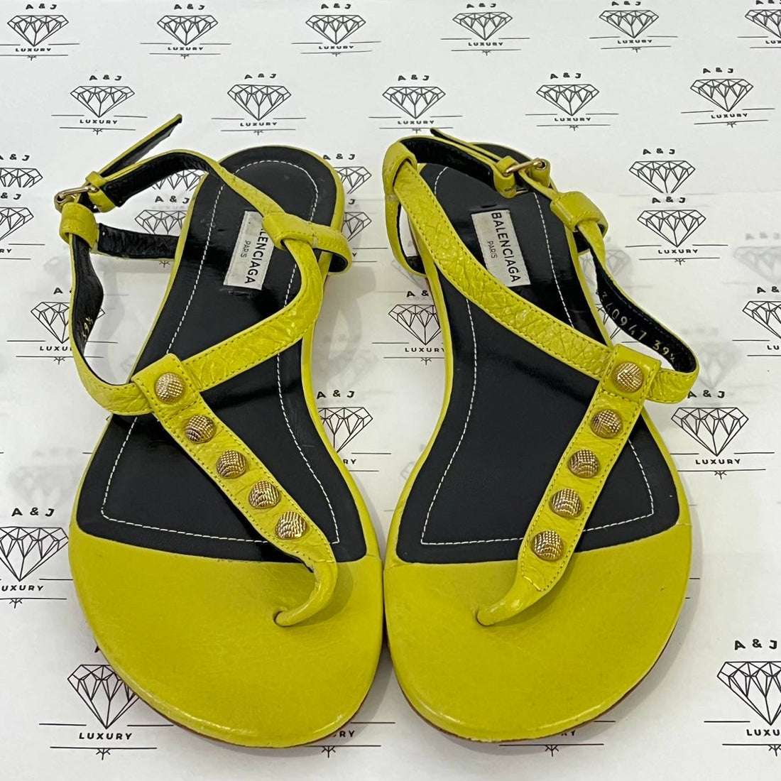 [PRE LOVED] Balenciaga Studded Thong Flats in Yellow Size 39.5EU