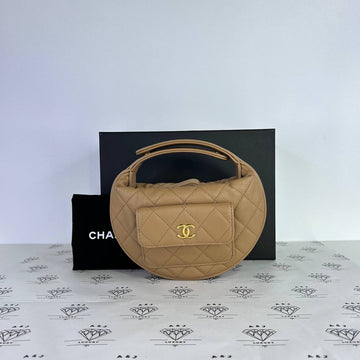 [PRE LOVED] Chanel Polly Pocket Pouch in Dark Beige Caviar Leather GHW (microchipped)