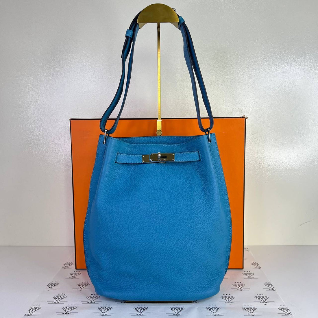 [PRE LOVED] Hermes So Kelly 22 in Mykonos Clemence Leather PHW (Stamp Q Square - 2013)