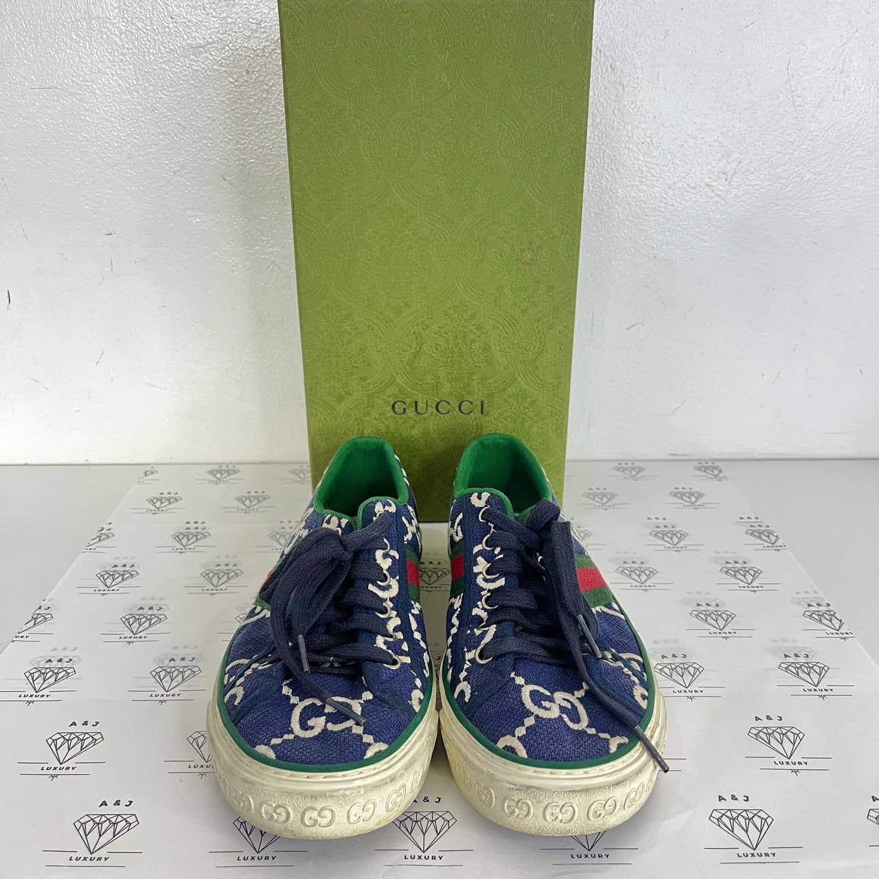 [PRE LOVED] Gucci Tennis Sneakers in Blue Size 38+