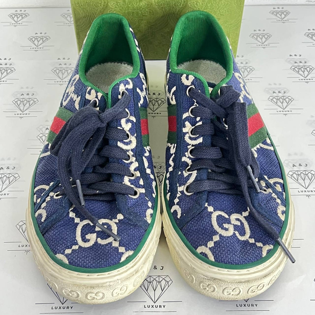 [PRE LOVED] Gucci Tennis Sneakers in Blue Size 38+
