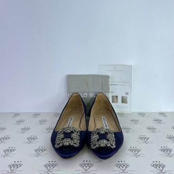 [PRE LOVED] Manolo Blahnik Hangisi Flats in Blue Size 35EU