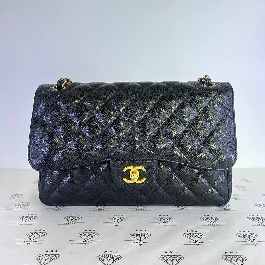 [PRE LOVED] Chanel Jumbo Classic Double Flap in Black Caviar Leather GHW (Series 15)