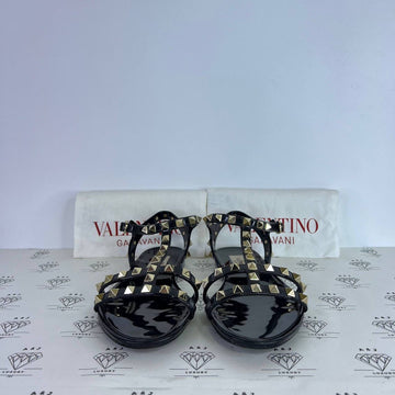 [PRE LOVED] Valentino Rockstud Rubber Flats in Black Size 36EU