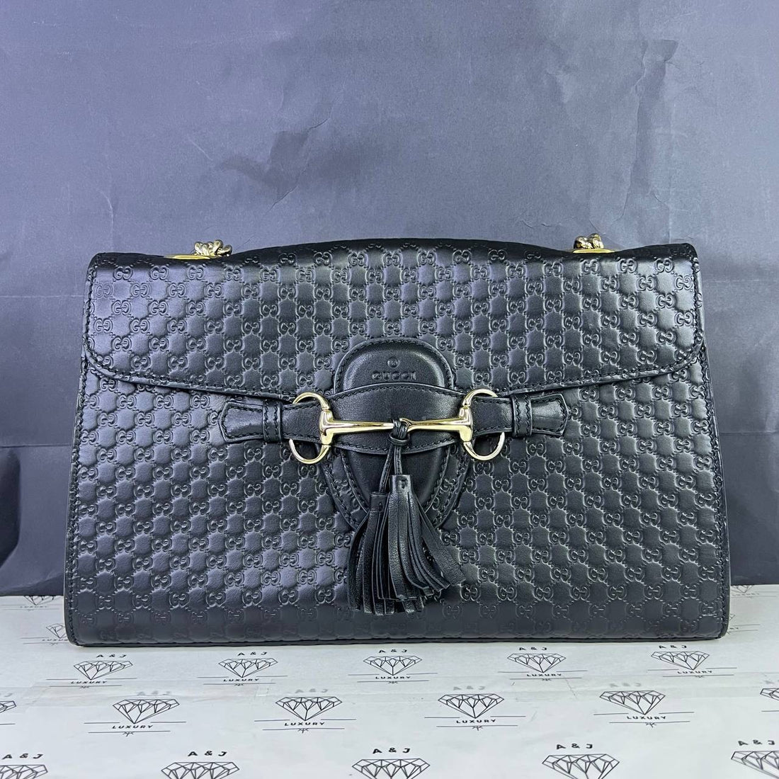 [PRE LOVED] Gucci Guccissima Medium Emily Shoulder in Black GHW