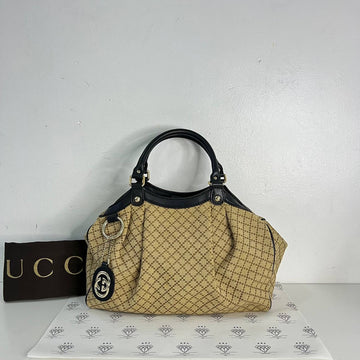 [PRE LOVED] Gucci Sukey Tote in Brown Canvass with Black leather trims GHW