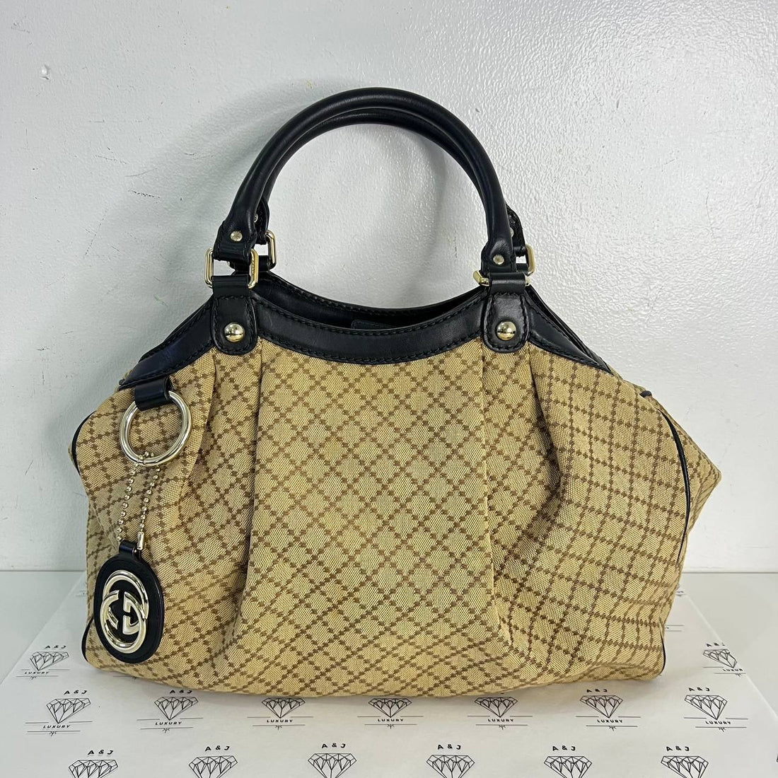 [PRE LOVED] Gucci Sukey Tote in Brown Canvass with Black leather trims GHW