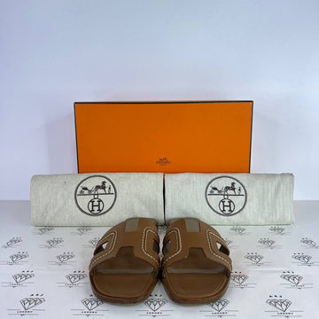 [PRE LOVED] Hermes Seasonal Oran Sandals in Gold Size 35EU