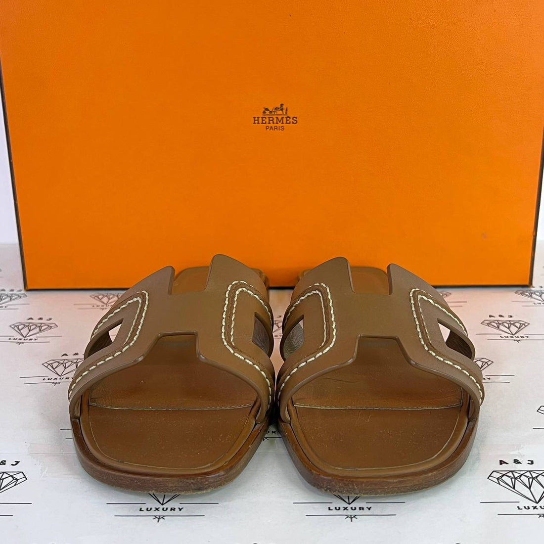[PRE LOVED] Hermes Seasonal Oran Sandals in Gold Size 35EU