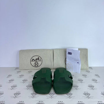 [PRE LOVED] Hermes Oran Sandals in Vert Oyat Epsom Size 35EU