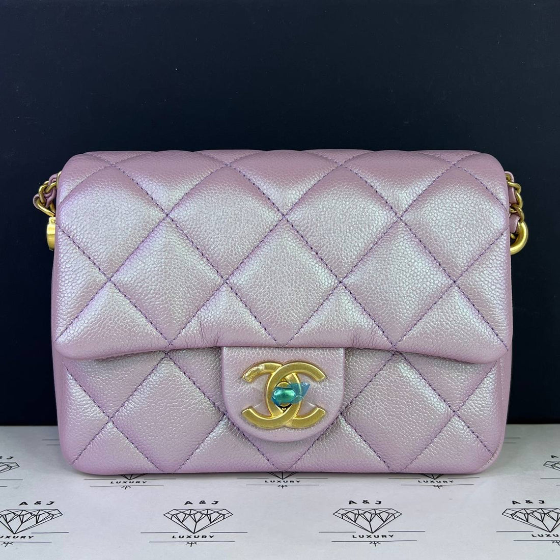 [PRE LOVED] Chanel 21K Collection My Perfect Mini Crush in Iridescent Pink Caviar Leather GHW (microchipped
