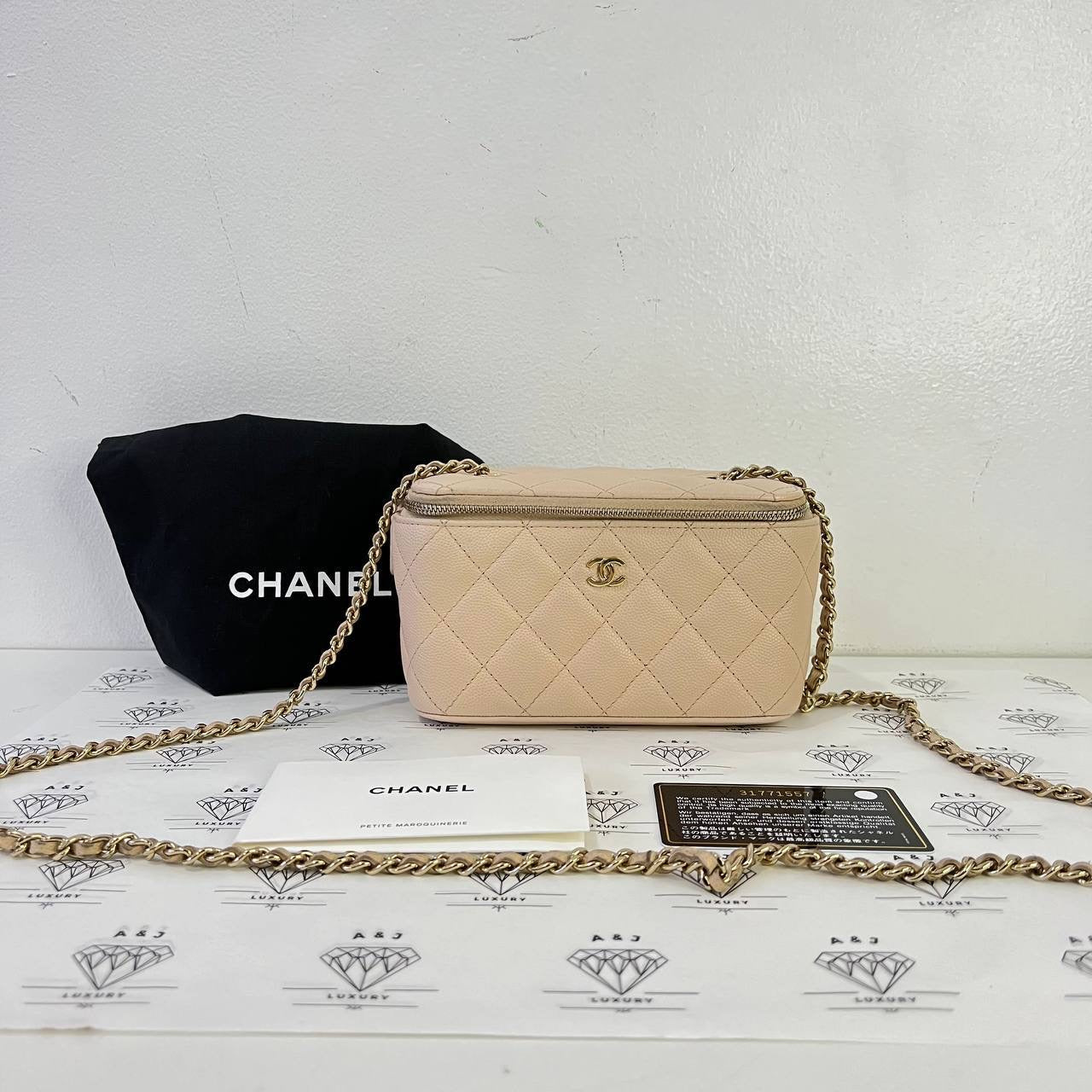 [PRE LOVED] Chanel Vanity in Beige Caviar Leather GHW (Series 31)