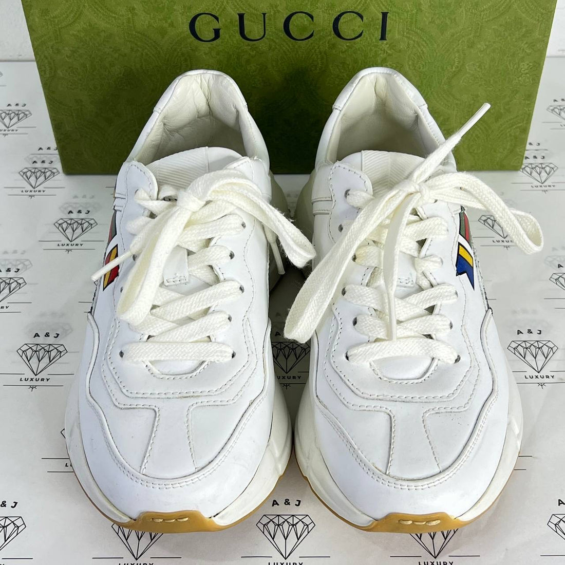 [PRE LOVED] Gucci Worldwide Rhyton Sneakers in White Size 34EU