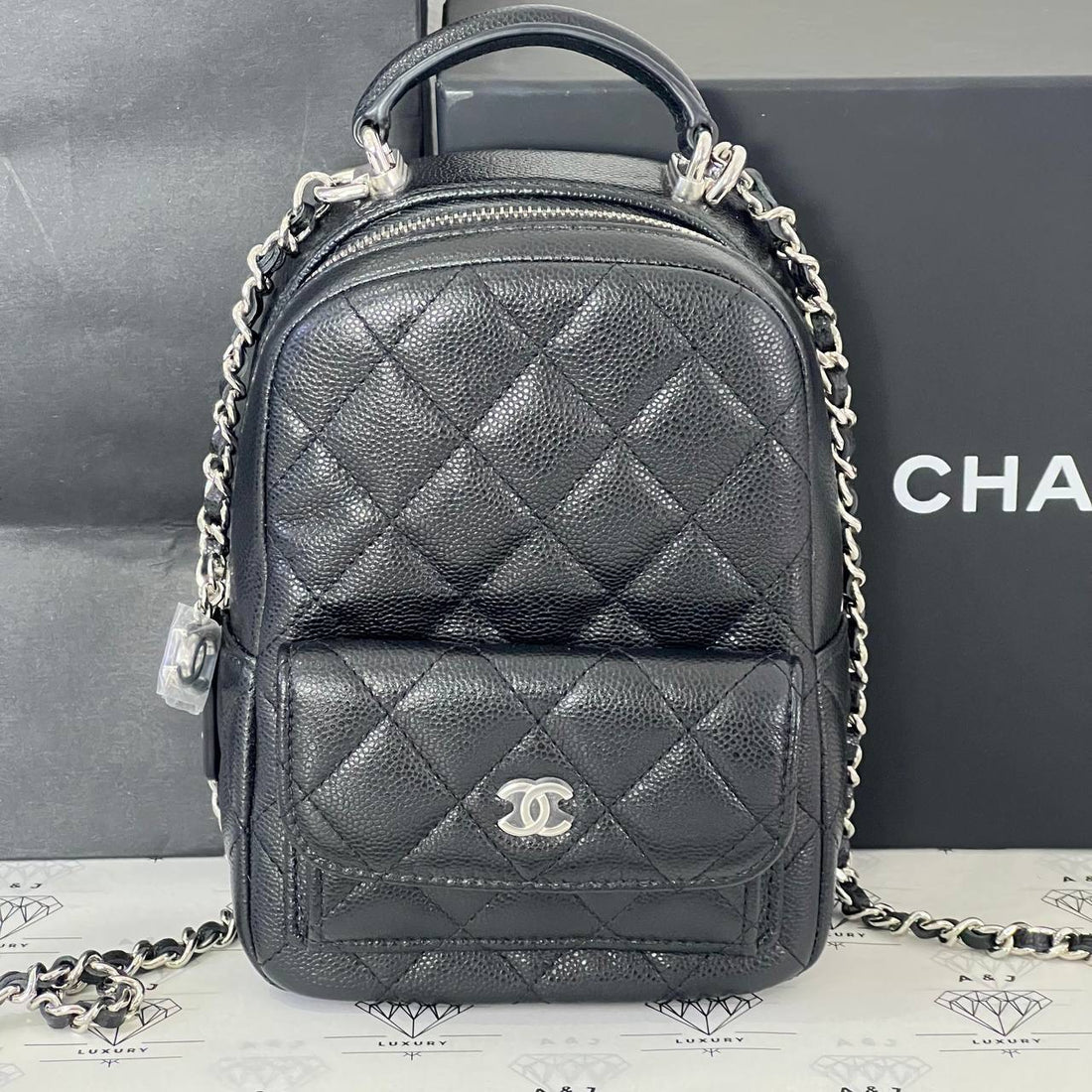 [PRE LOVED] Chanel 24C Collection Mini Backpack in Black Caviar SHW (microchipped)