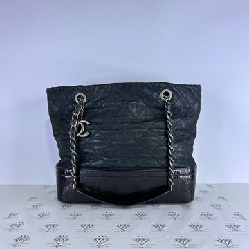 [PRE LOVED] Chanel Gabrielle Tote Black Crinkled Calfskin Leather RHW (Series 15)