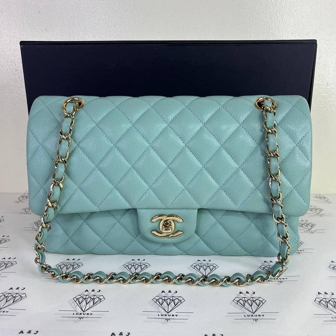 [PRE LOVED] Chanel Classic Medium Double Flap in Tiffany Caviar Leather GHW (Series 29)
